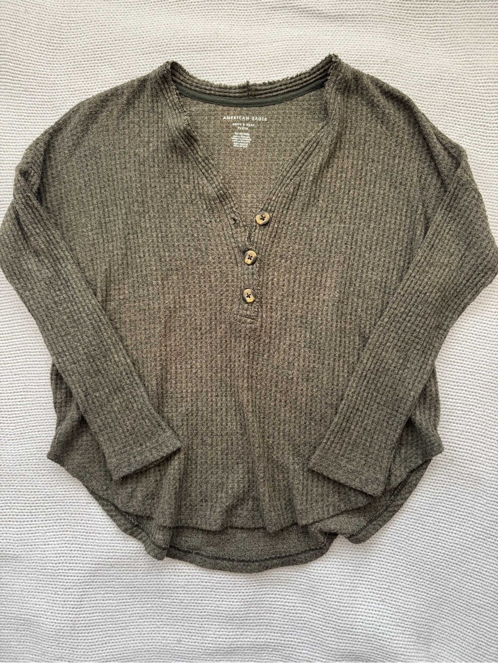 American Eagle Waffle-Knit Henley